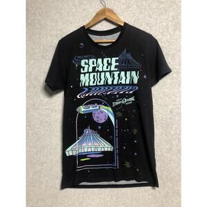 Disney Parks Magic Kingdom Space Mountain Neon Adult Shirt Size Medium Retro